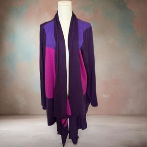 Denim 24/7 Women's Colorblock Waterfall Cardigan Size 1X Layer Comfort Leisure